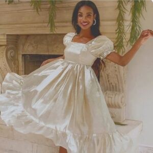 BNWT Coco Ivy City Co Gold Babydoll Dress Puffed Sleeves XL